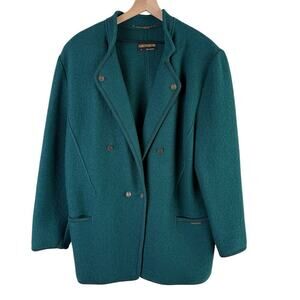 Vintage‎ Geiger Austria Boiled Wool Coat Jacket Pine Green 100% Pure Wool, Large